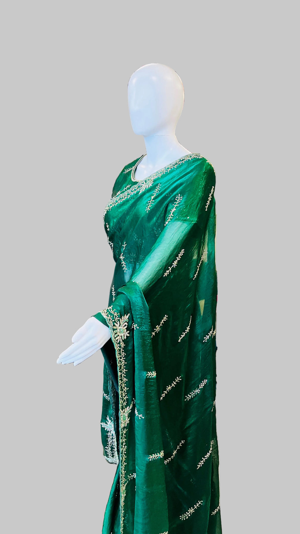 Dark Green Saree
