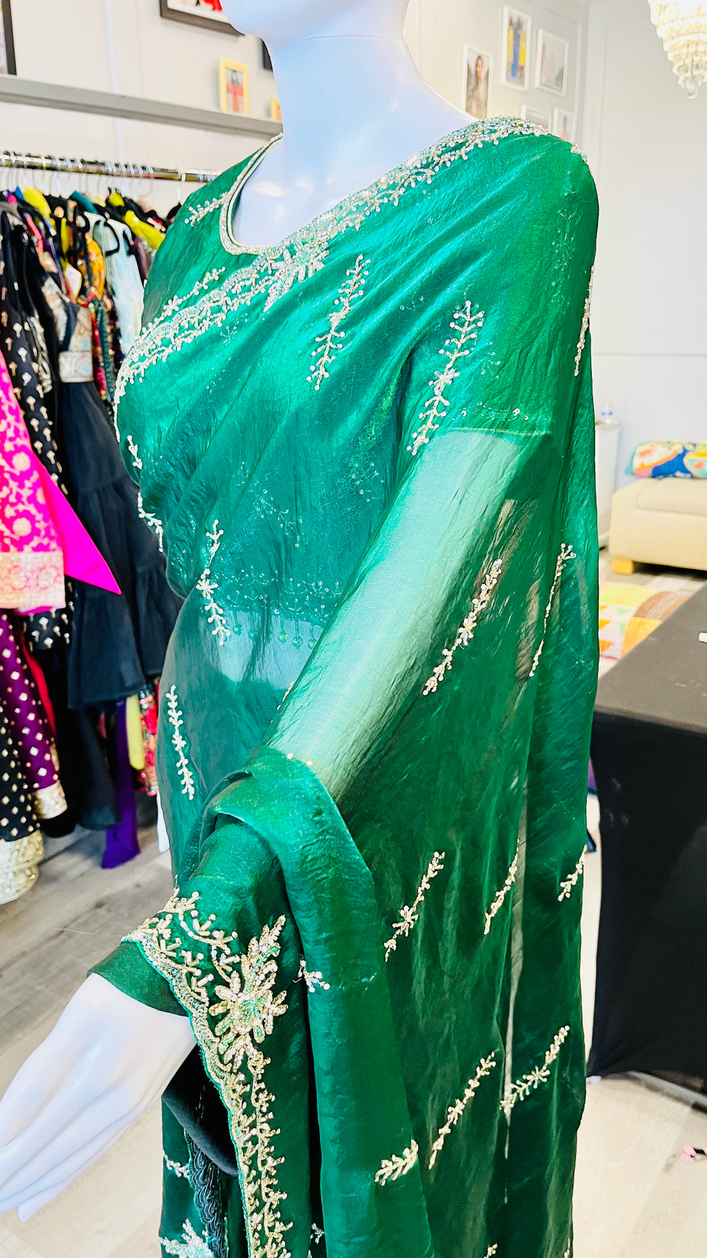 Dark Green Saree