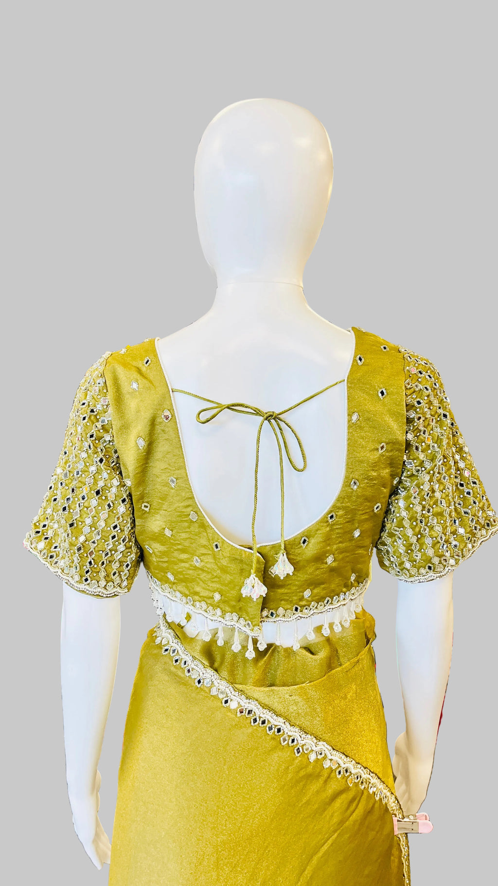 Olive Green Color Saree