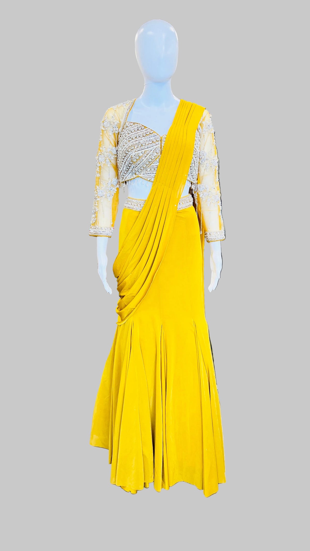 Indo-Western Pre-Draped Saree Set