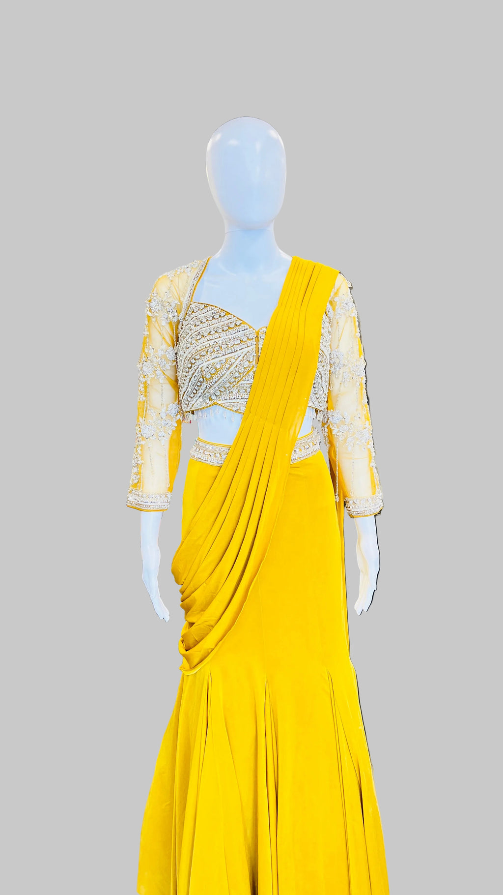 Indo-Western Pre-Draped Saree Set