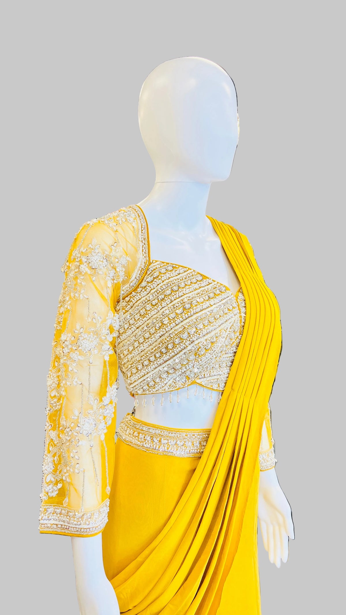 Indo-Western Pre-Draped Saree Set