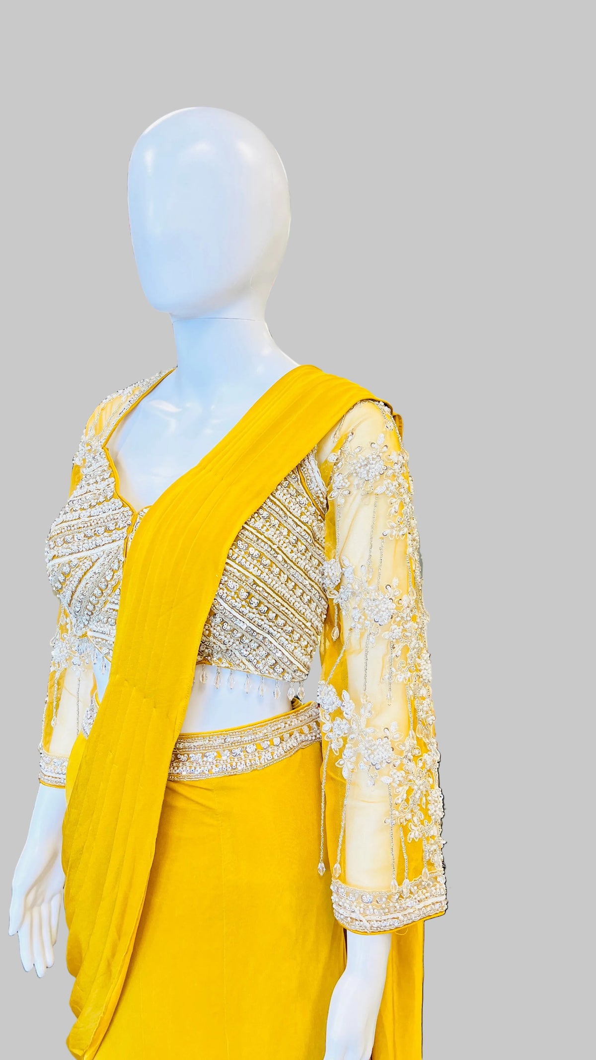 Indo-Western Pre-Draped Saree Set