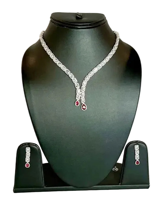 Pink Double Drop Jewelry Set