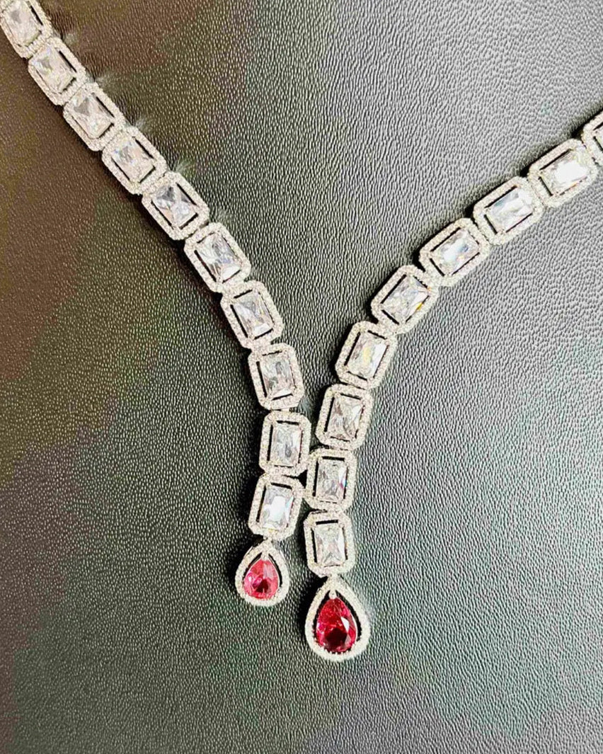 Pink Double Drop Jewelry Set