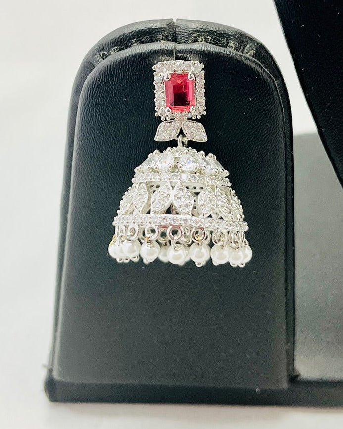 American Diamond Ruby Red Choker Set