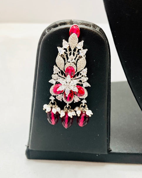 American Diamond Red Pearl Set