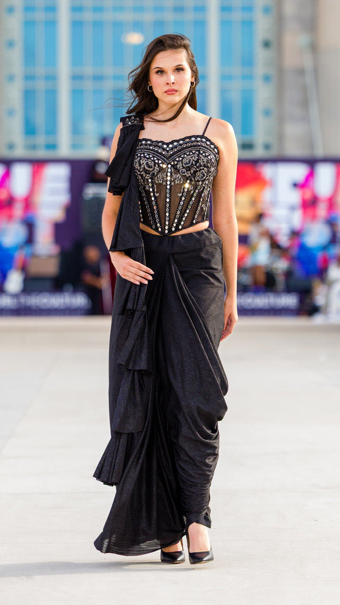 Black Corset Readymade Saree