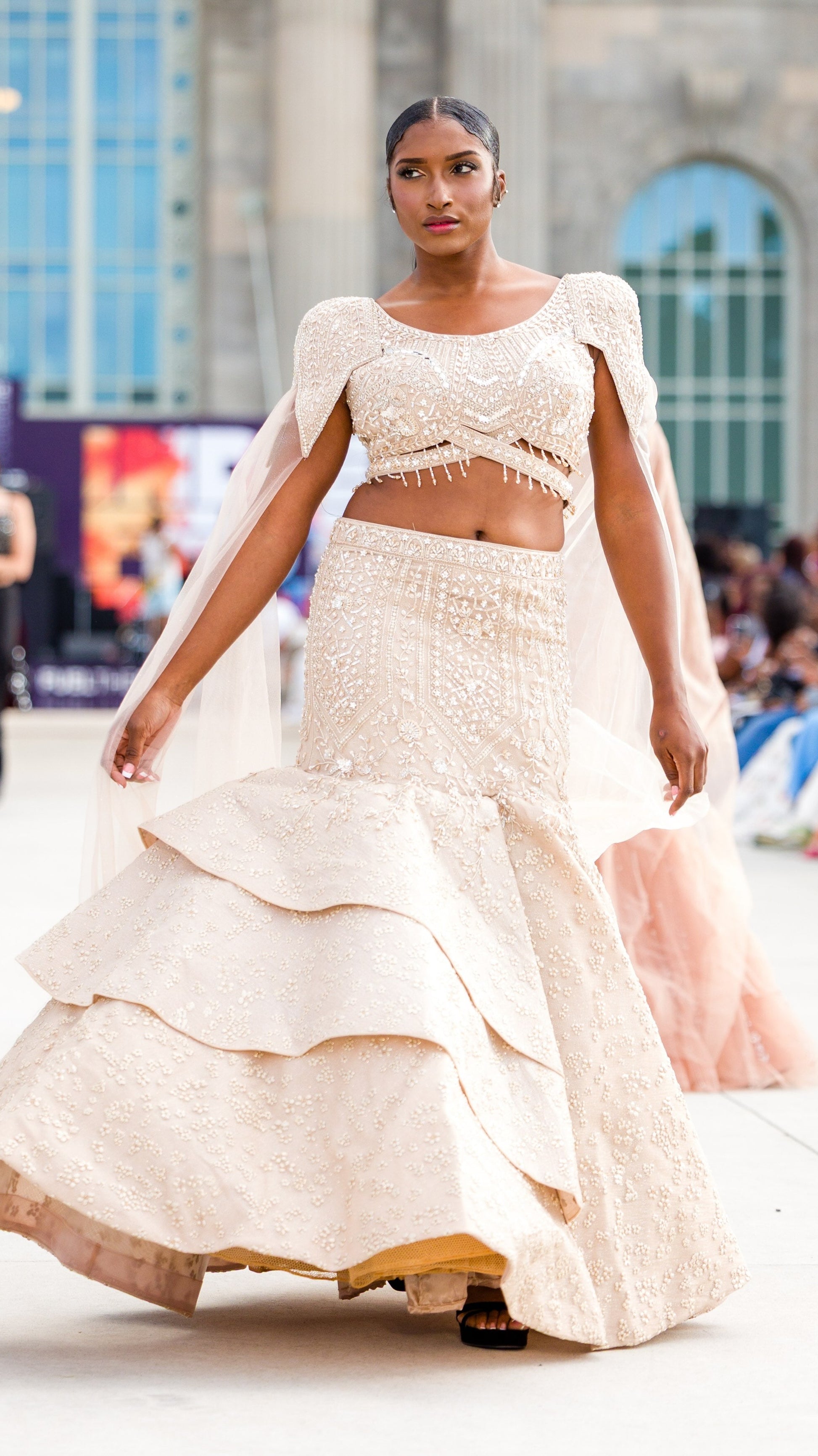 Light Beige Mermaid Style Lehnga Set
