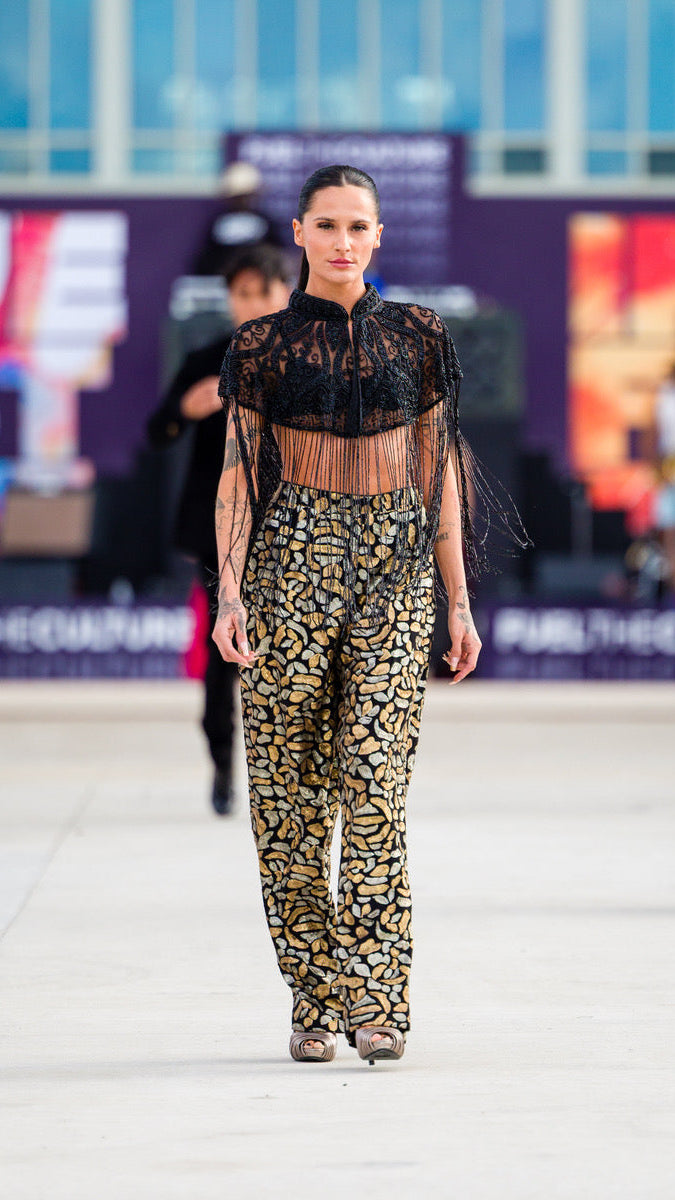 Black Beaded Tulle Cape