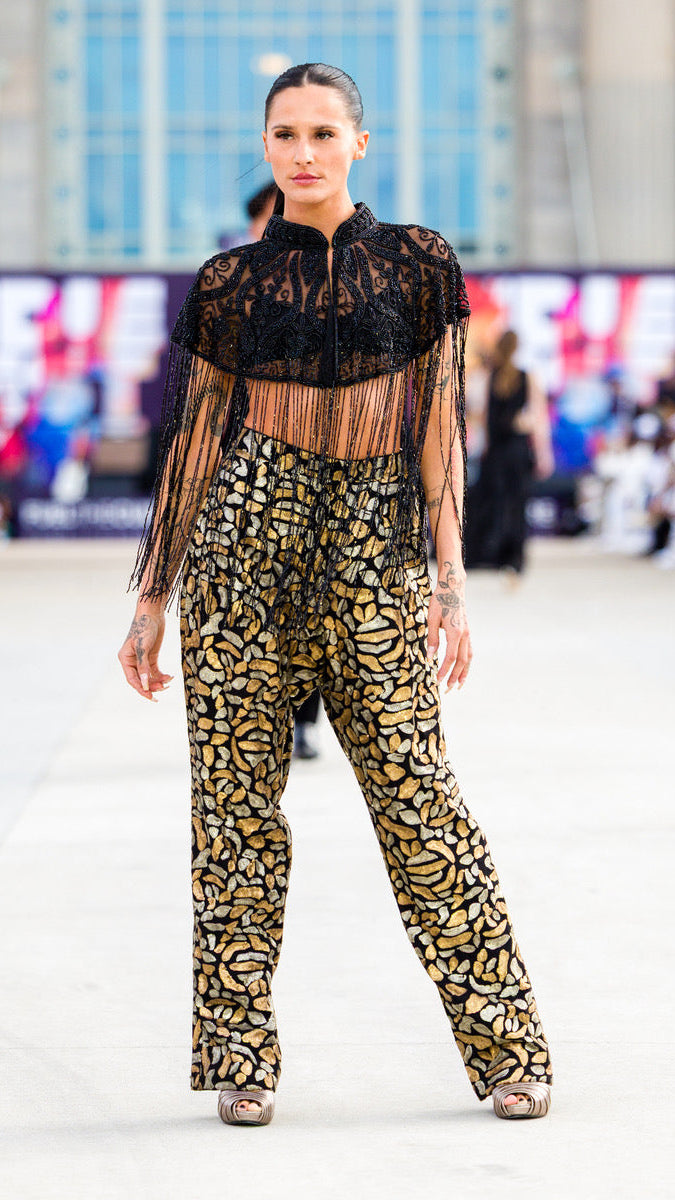 Black Beaded Tulle Cape
