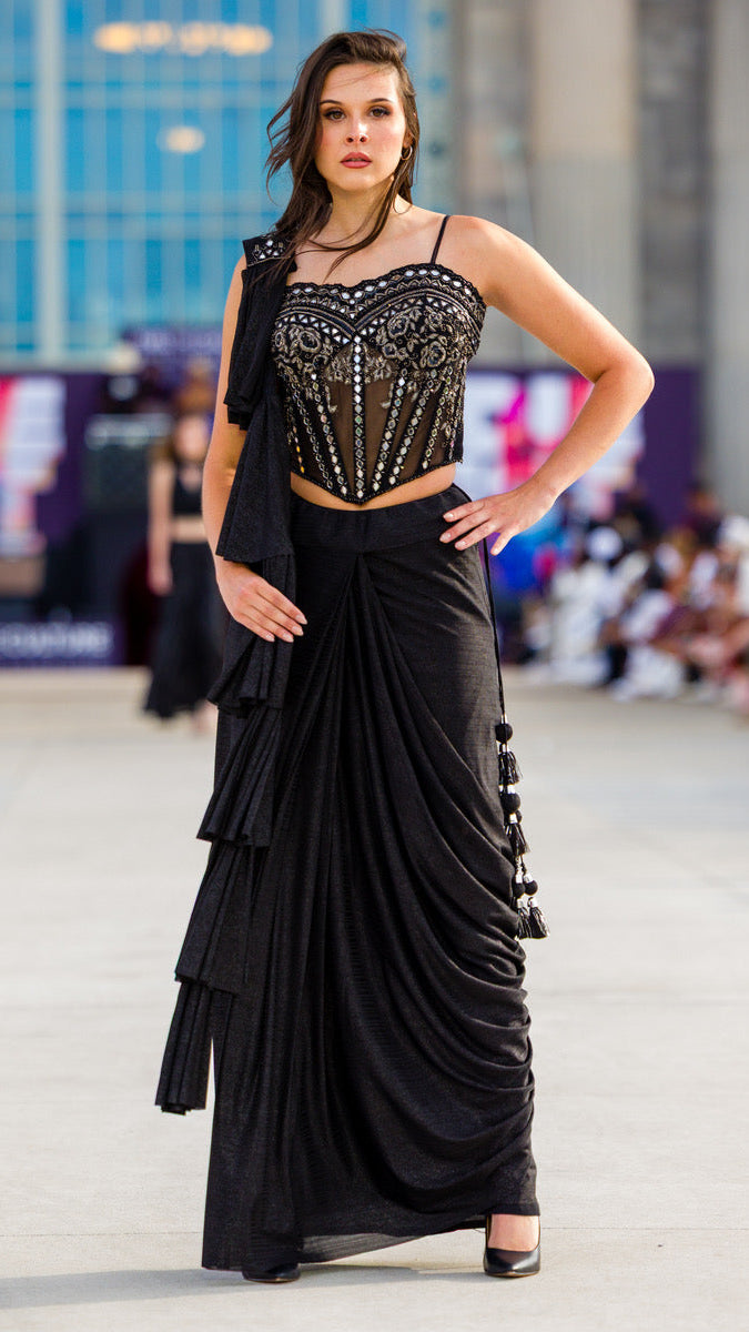 Black Corset Readymade Saree