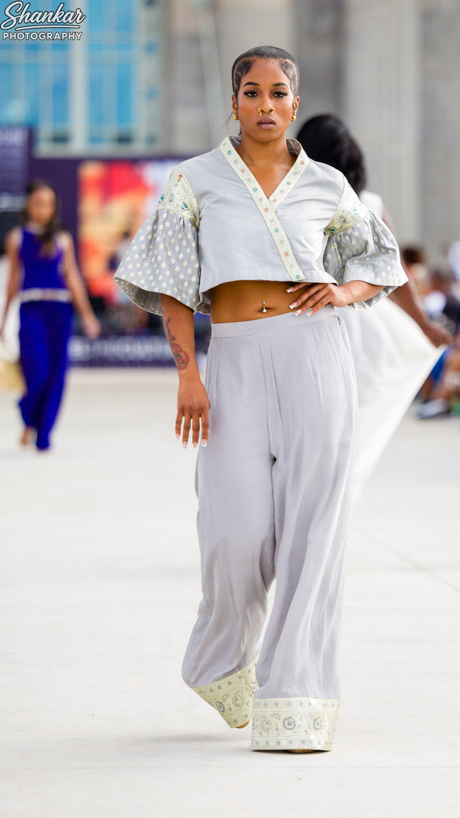Grey Crop Top & Pant Set
