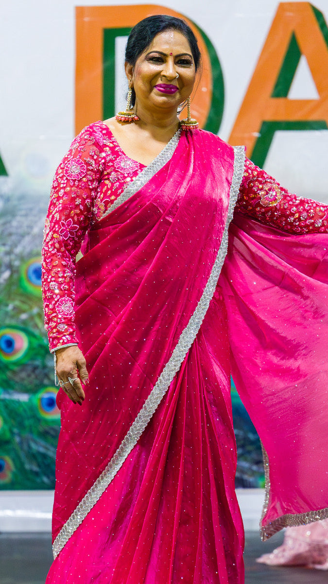 Fuchsia Readymade Saree