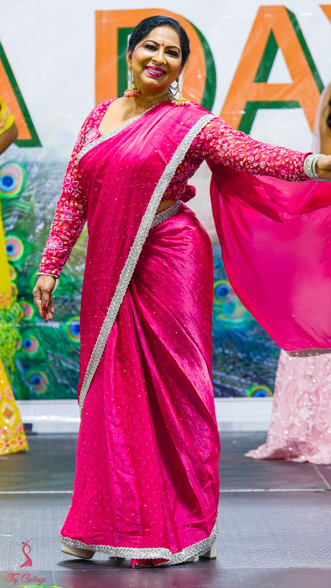 Fuchsia Readymade Saree