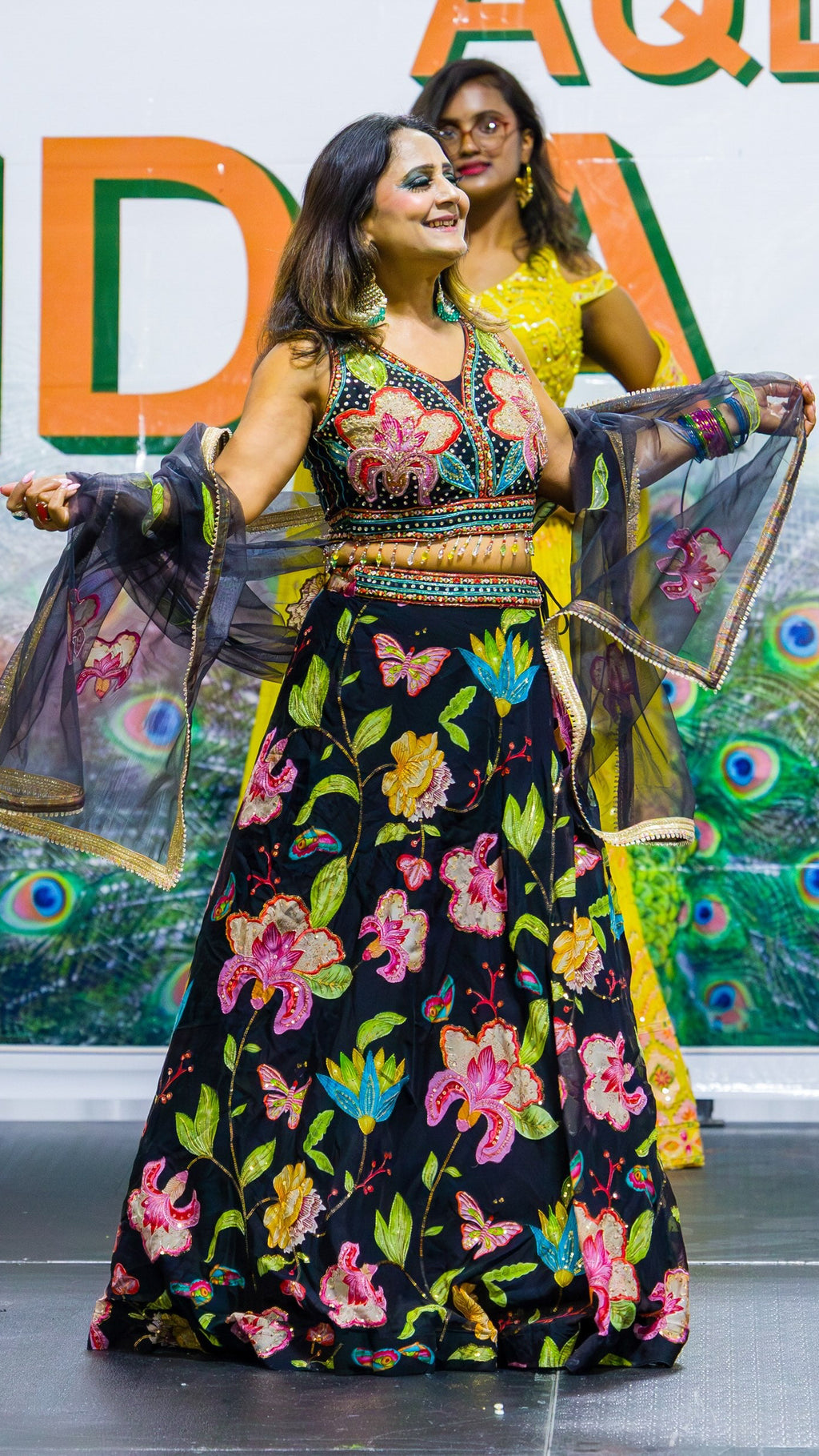Black Floral Lehnga Set