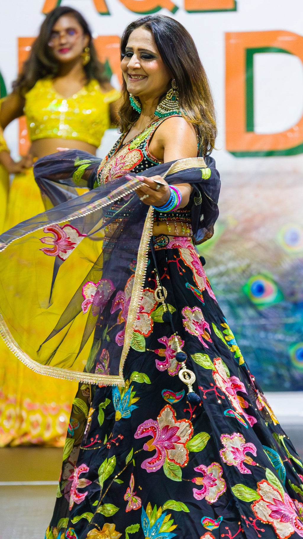 Black Floral Lehnga Set