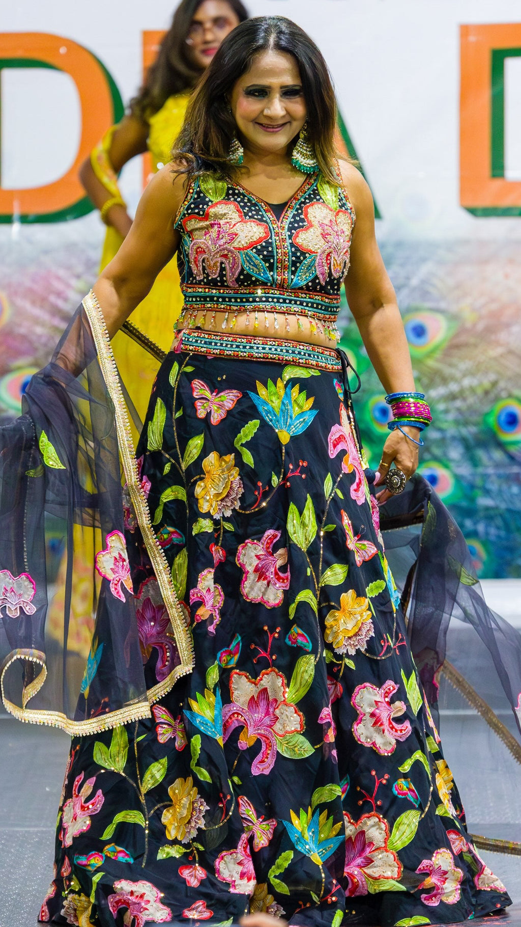 Black Floral Lehnga Set