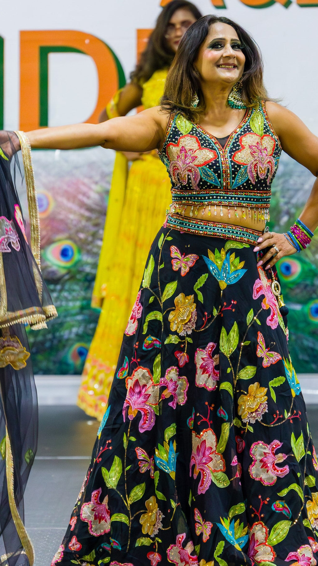 Black Floral Lehnga Set