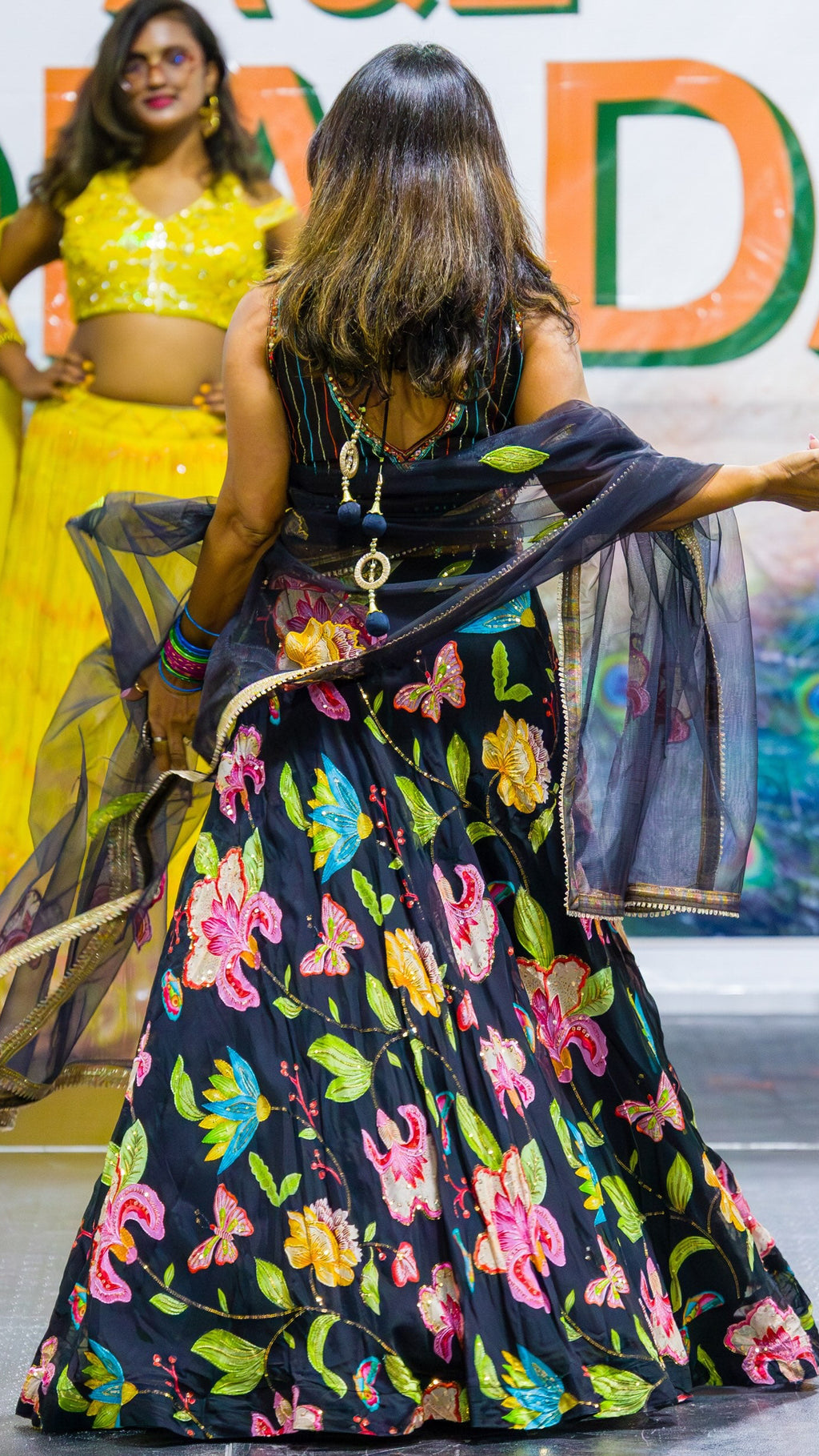 Black Floral Lehnga Set
