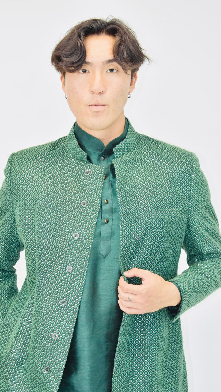 Green Sherwani Set