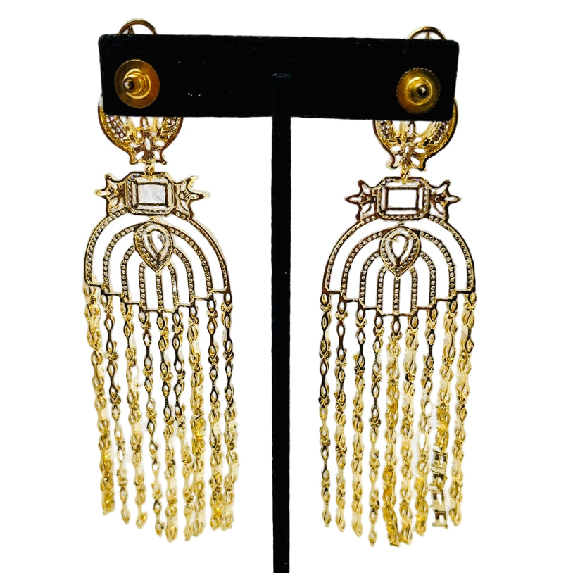 Fancy Gold Rhinestone Earrings