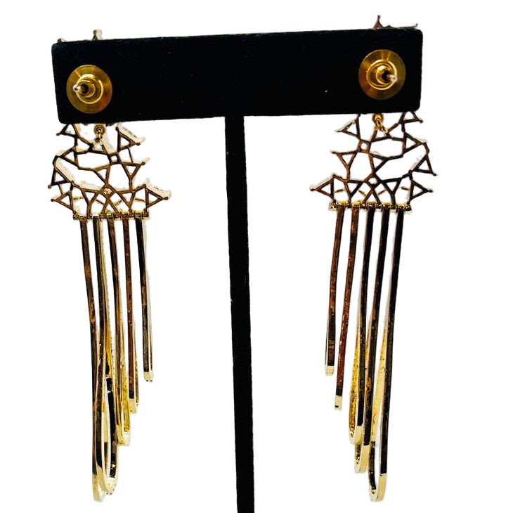 Fancy Gold Geometric Rhinestone Earrings