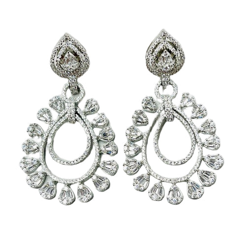Silver Rhinestone and Kundan Earrings