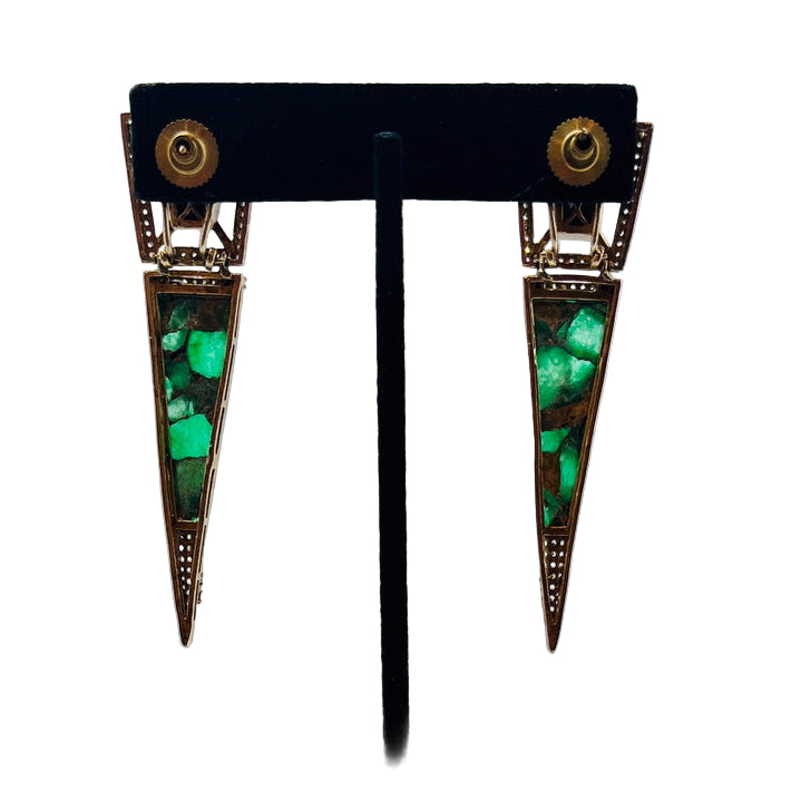 Fancy Gold & Green Earrings