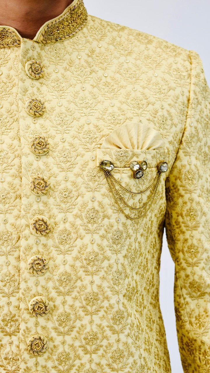 Gold Color Sherwani Set