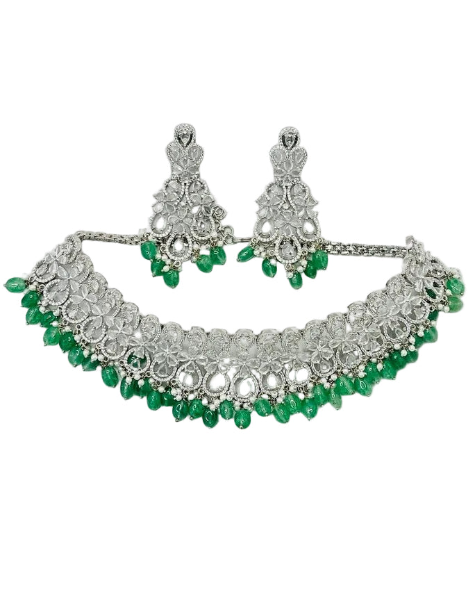 Green Pearl Kundan Jewellery Set