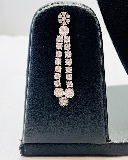 Double-Layered American Diamond Silver Necklace Set