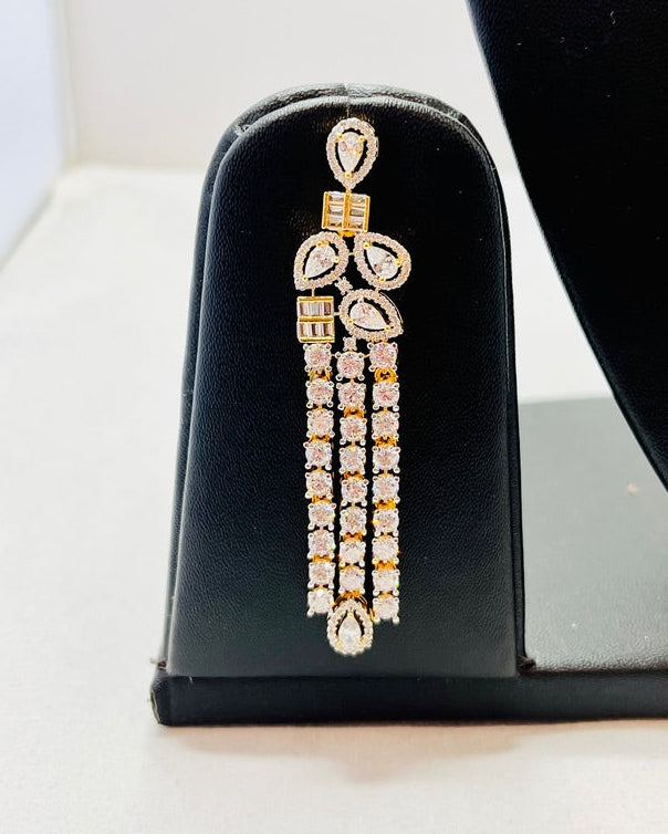 Double-Layered American Diamond Necklace Set