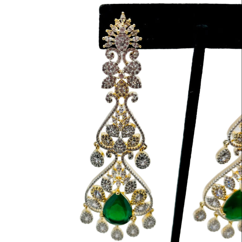 Green Emerald Gold Earrings