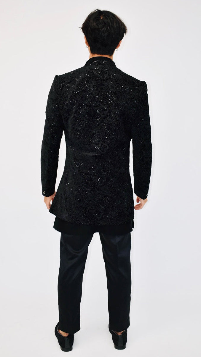 Fancy Black Silk Embroidered Shoes