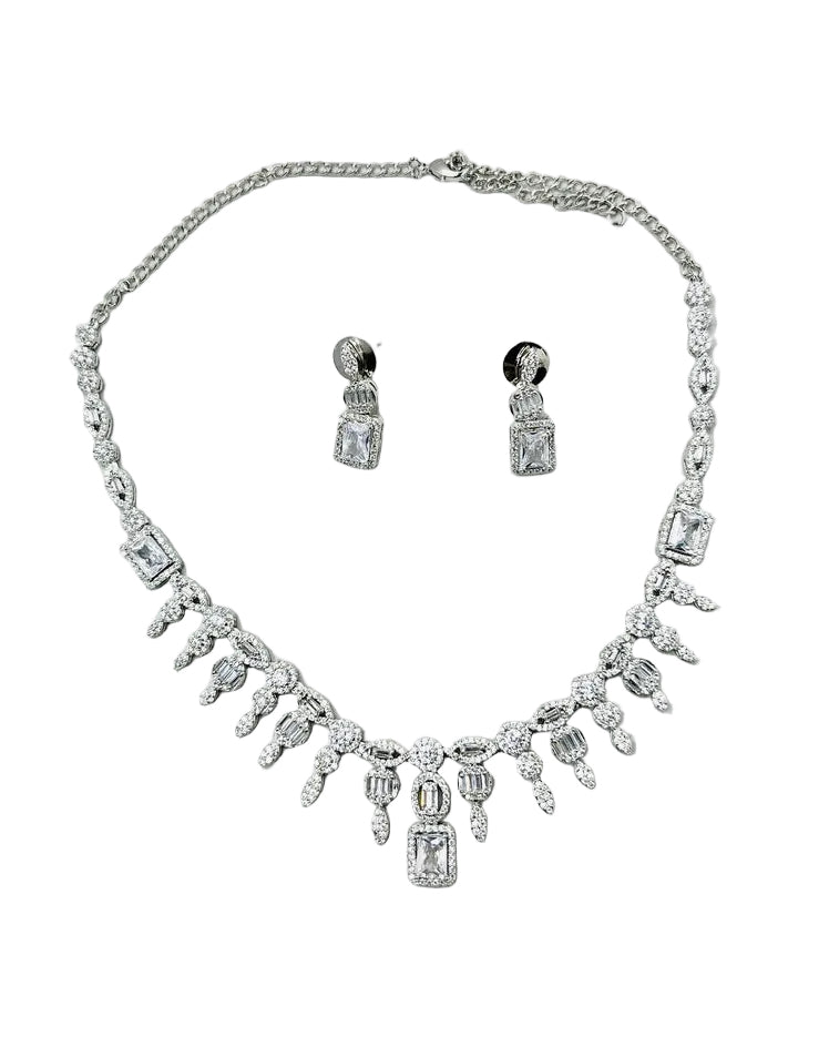 Fancy Silver Kundan Necklace Set