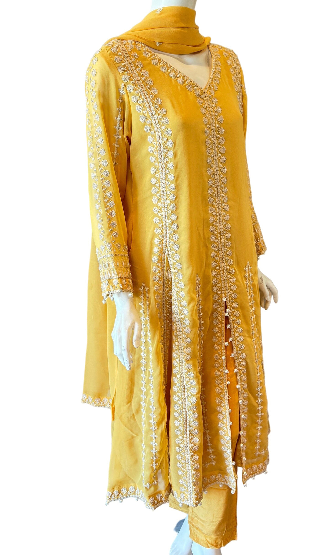 Yellow Embroidered Pant Set