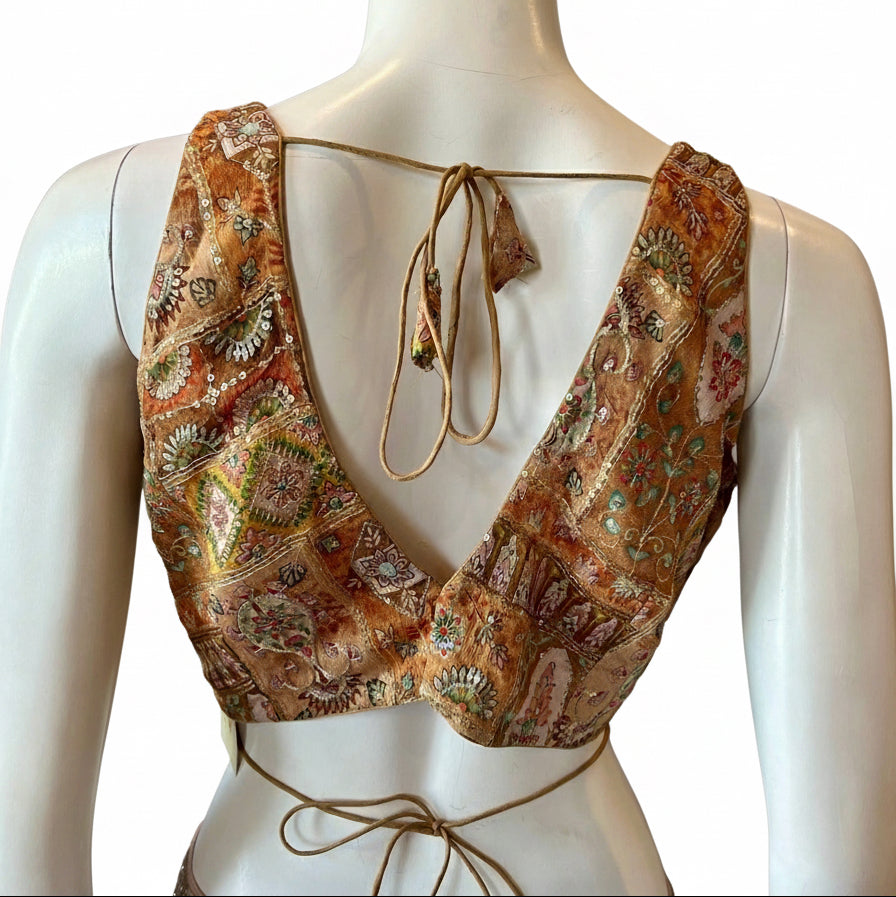 Mustard Yellow Embroidered Sleeveless Blouse