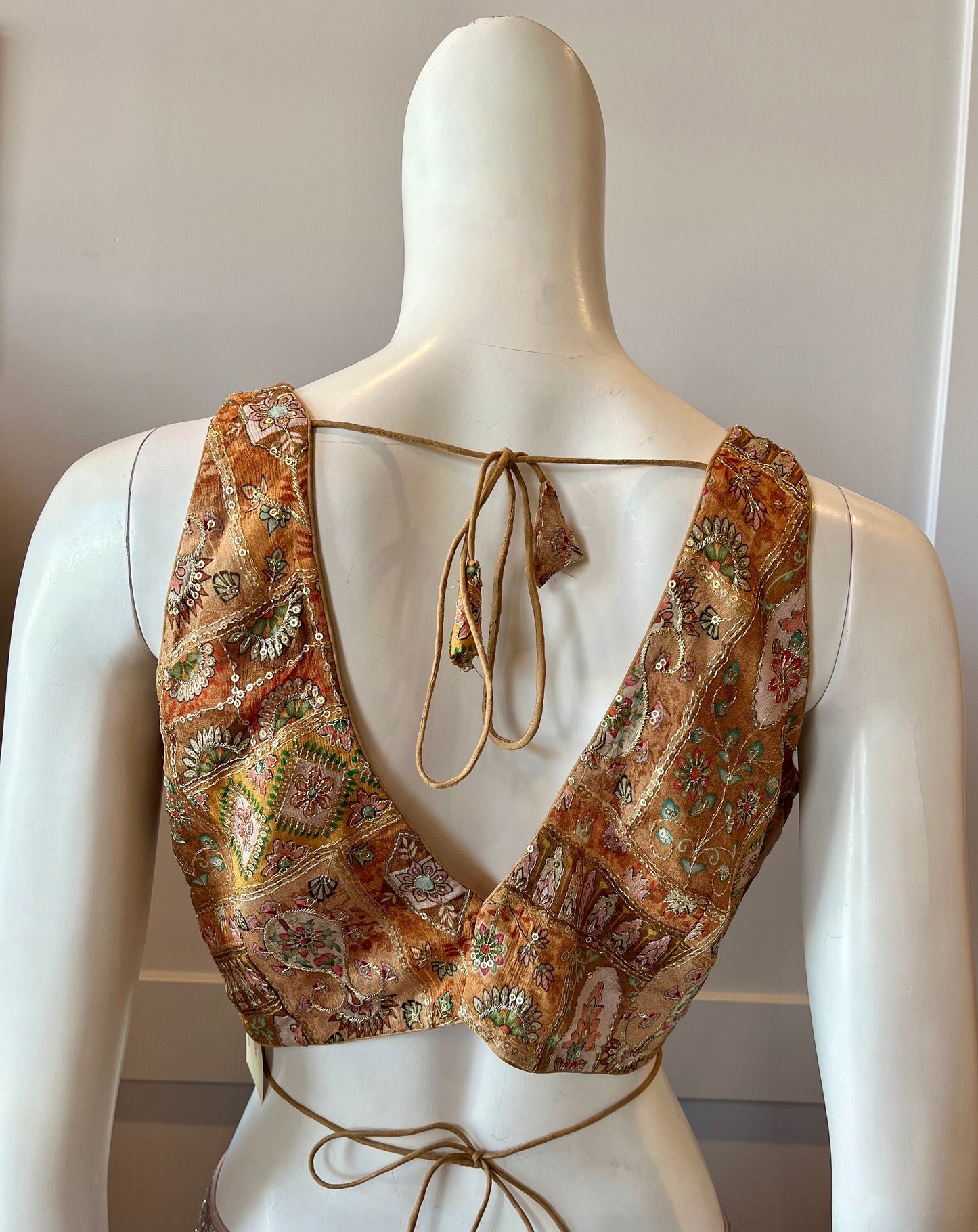 Mustard Yellow Embroidered Sleeveless Blouse