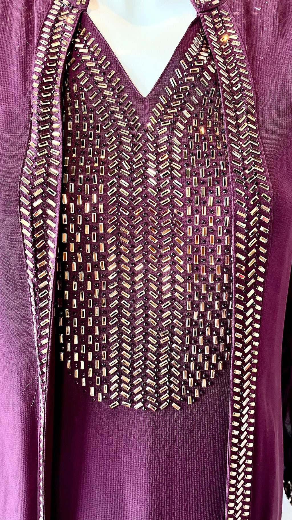 Wine Georgette Full Length Gown
