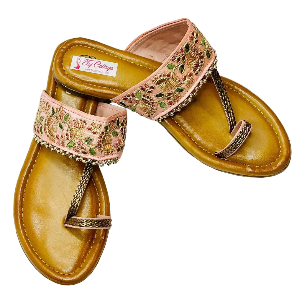 Gold & Pink Color Sandals