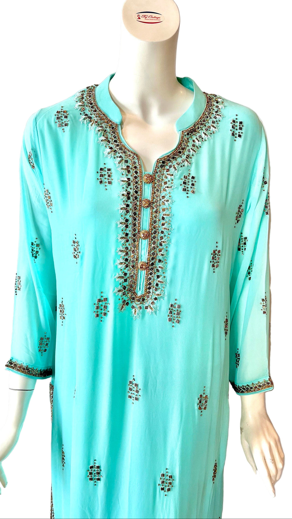 Teal Beaded Palazzo Set