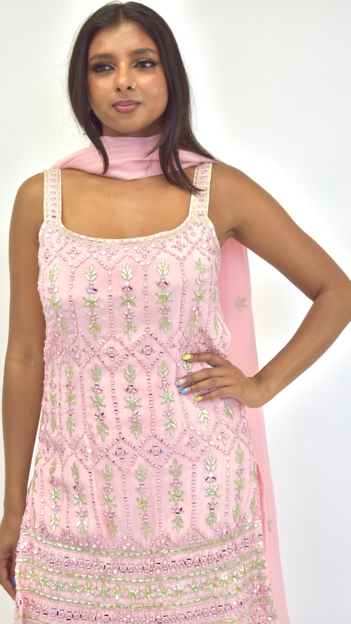 Pink Palazzo Sleevless Set