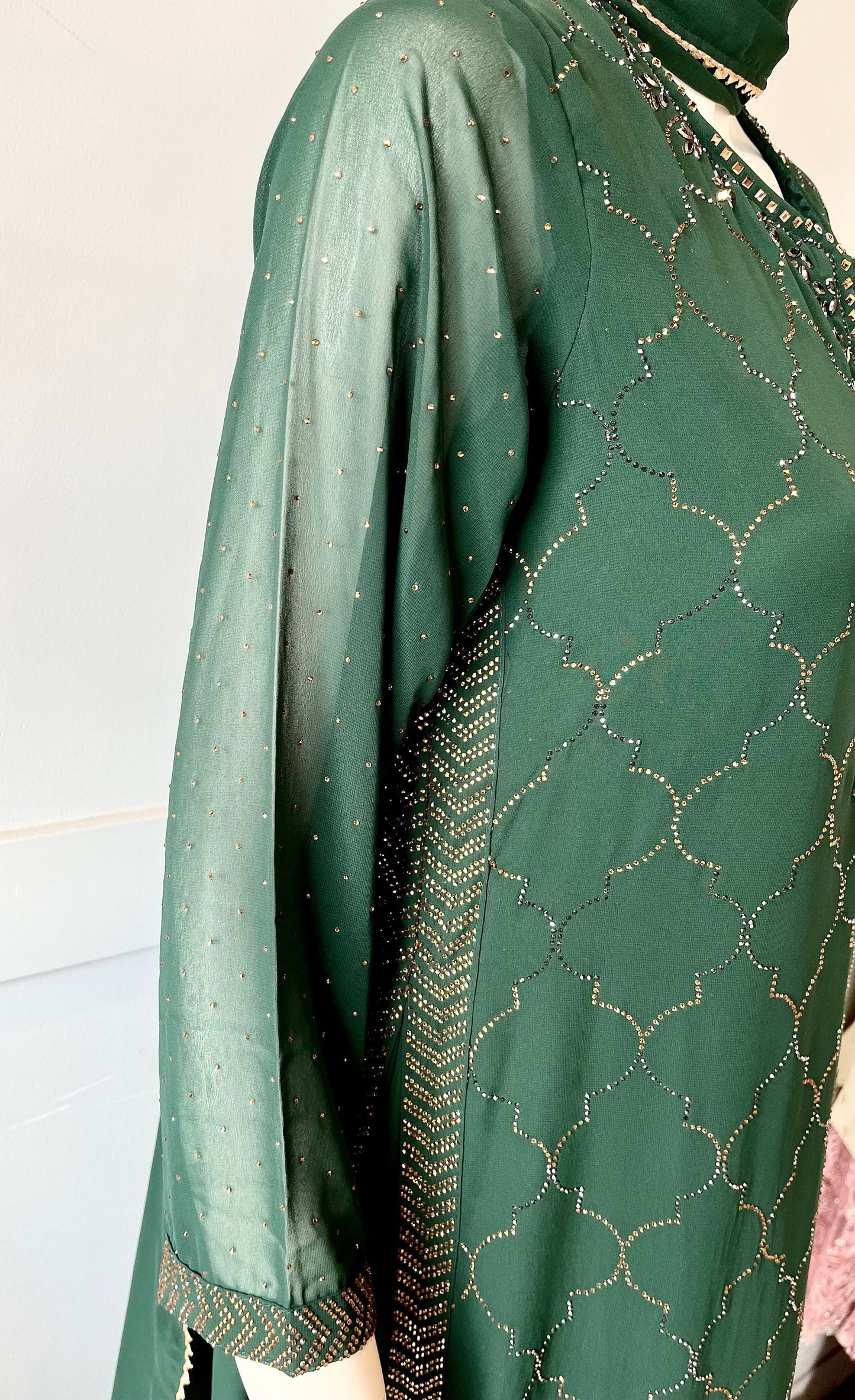 Green georgette gown
