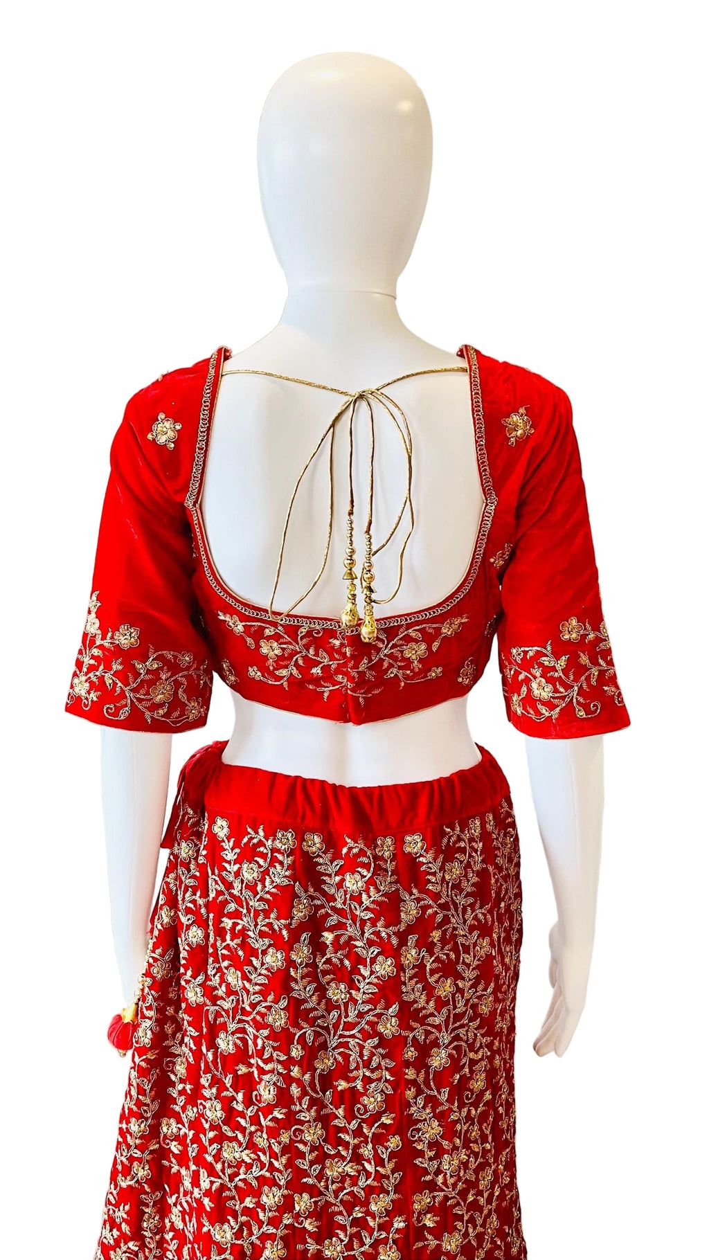 Embroidered Red Velvet Lehnga