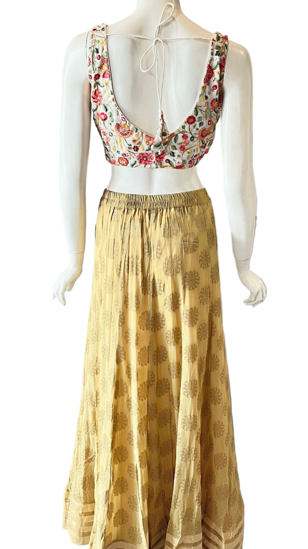Gold & White Floral Lehnga