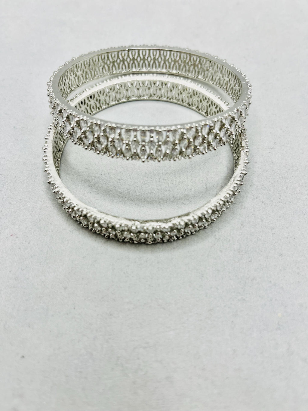 American Diamond Silver Bangles