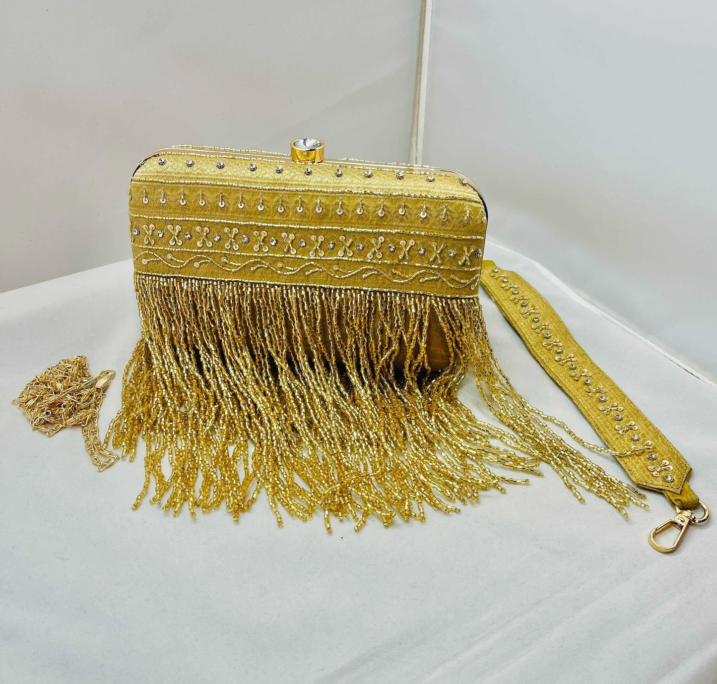 Fancy Gold Silk Clutch