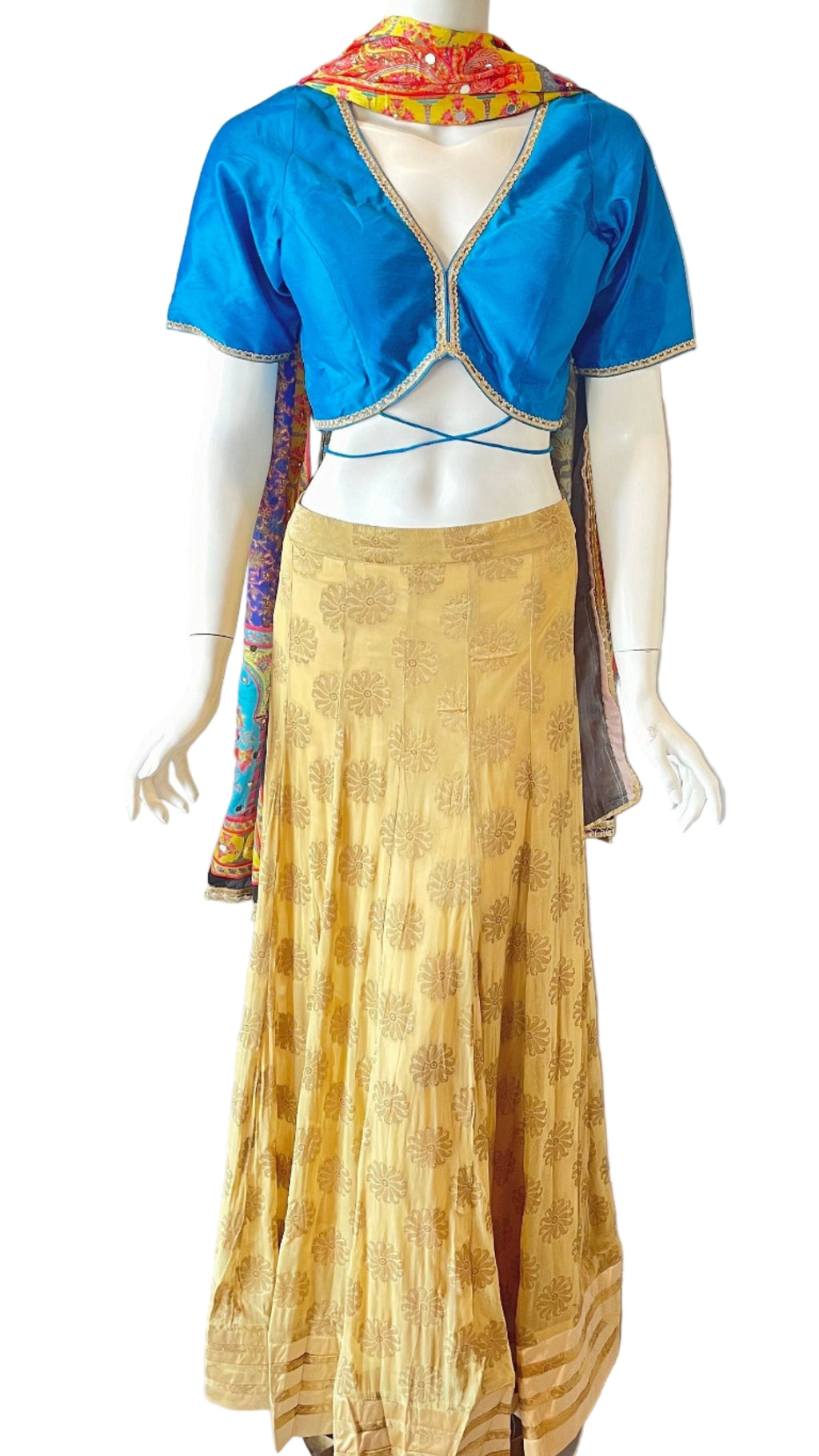 Gold & Sky Blue Lehnga