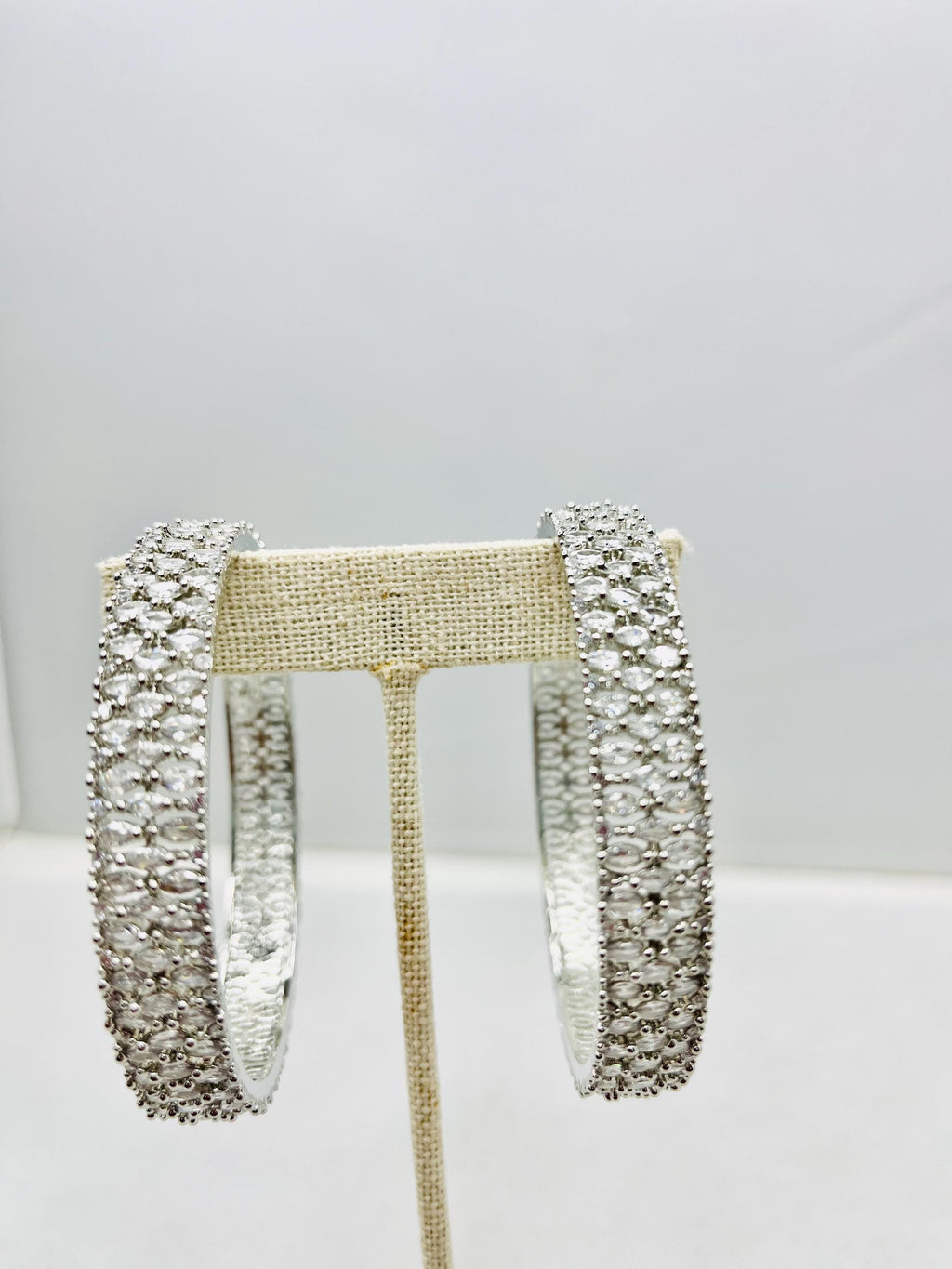 American Diamond Silver Bangles